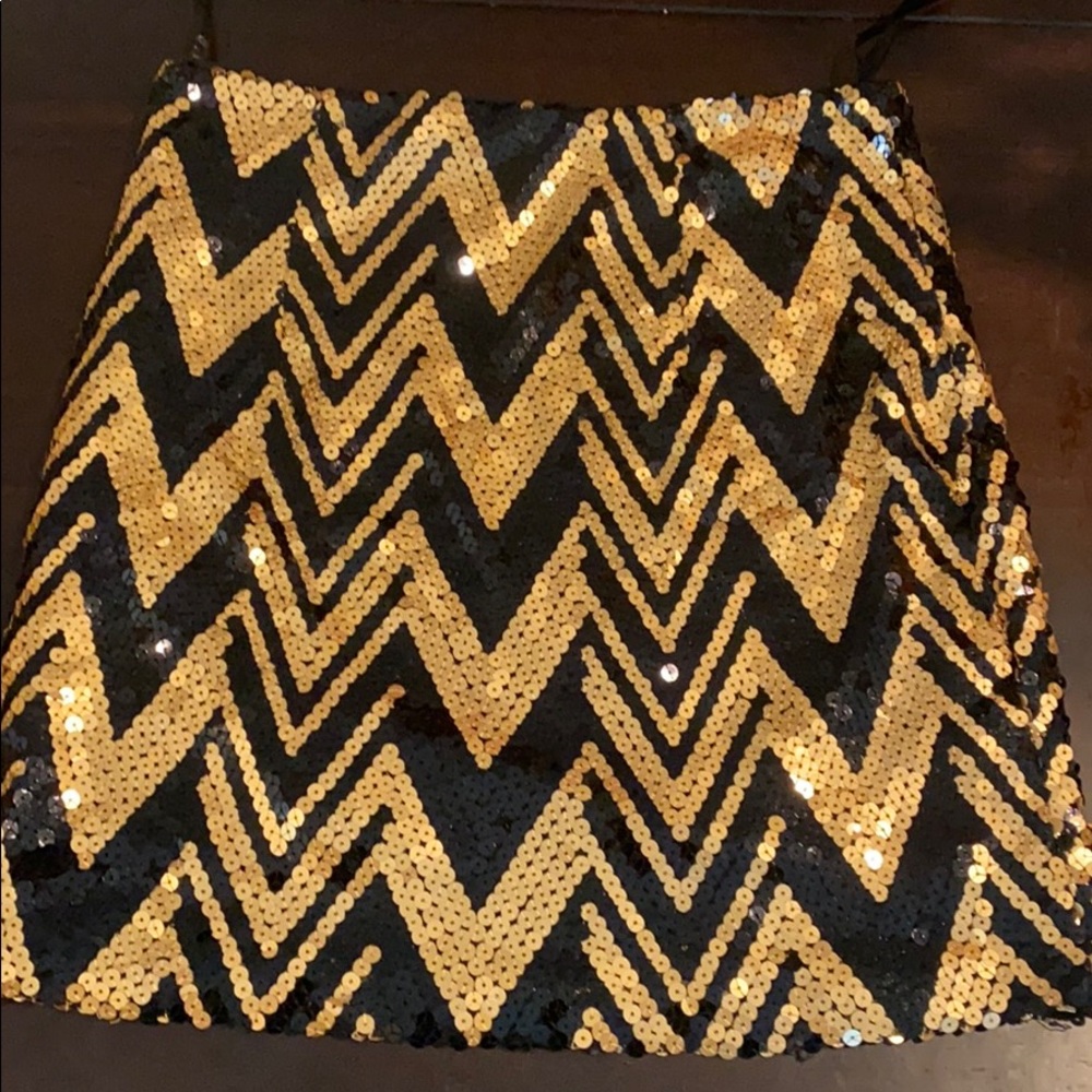 Gold and Black Sequin Mini Skirt